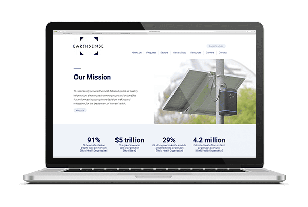 Earthsense website mockup